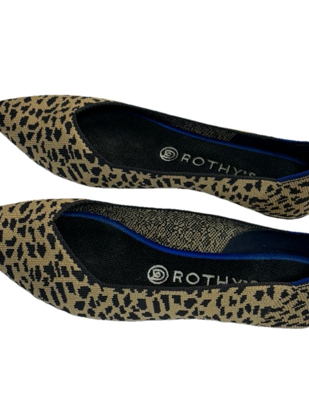 Rothy’s The Point Leopard Print Flats Women’s Size 9 Blue Trim Pointed Toe 🐆✨ - Picture 12 of 15